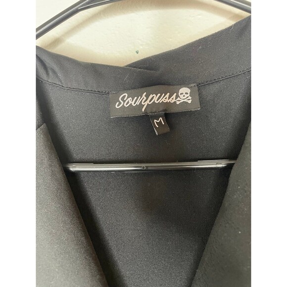 Sourpuss Black Coffin Border Print Dress – Gothic Retro Skater Dress Women’s Med - Picture 4 of 5